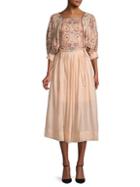 Free People Mesa Embroidered A-line Cotton Midi Dress