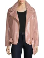 Milly Crinkle Faux Shearling & Faux Leather Jacket