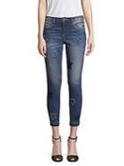 Miss Me Star-embroidered Cropped Skinny Jeans
