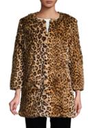 Saks Fifth Avenue Leopard Faux-fur Car Coat