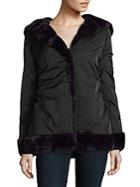 Laundry By Shelli Segal Faux Fur Linded Hooded Coat