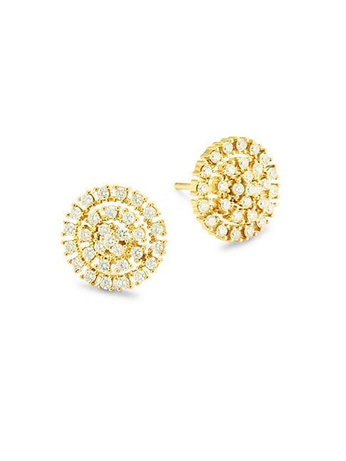 Hueb 18k Yellow Gold & Diamond Stud Earrings