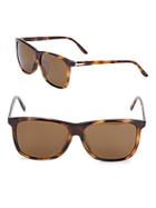 Gucci 63mm Polarized Tortoise Wayfarer Sunglasses