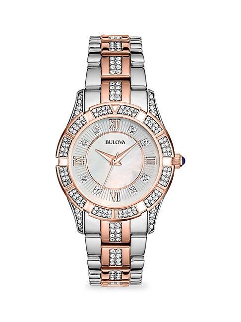 Bulova Two-tone Stainless Steel & Crystal Bracelet Watch
