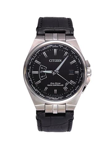 Citizen World Perpetual A-t Eco-drive Stainless Steel & Leather-strap Watch