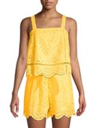 7 For All Mankind Squareneck Eyelet Cotton Tank Top