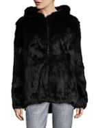 Adrienne Landau Rabbit Fur Hooded Jacket