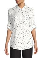 Karl Lagerfeld Paris Printed Button-front Blouse