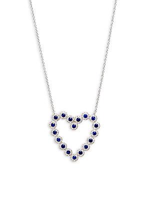 Diana M Jewels Bridal Sapphire & White Gold Heart Pendant Necklace