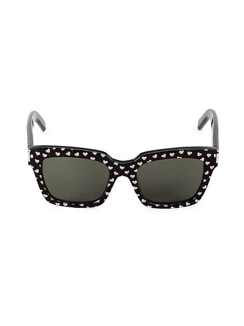 Saint Laurent Lasercut Heart 54mm Square Sunglasses