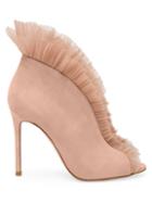 Gianvito Rossi Ginevra Tulle & Suede Ankle Boots