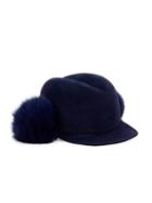 Lola Hats Dyed Fox Fur Pom & Velour Felt Door Knob Cap