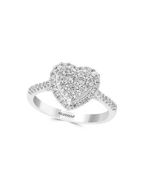 Effy 14k White Gold & Diamond Heart Ring