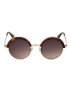 Web Eyewear 51mm Havana & Gradient Brown Lens Round Sunglasses