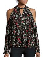 Romeo & Juliet Couture Floral Printed Cold-shoulder Top