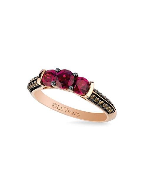 Le Vian 14k Strawberry Gold & Raspberry Rhodonite Solitaire Ring