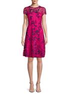 David Meister Embroidered Lace A-line Dress