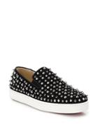 Christian Louboutin Roller Flat Studded Suede Slip-on Sneakers