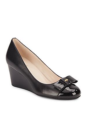 Cole Haan Elsie Leather Bow Wedges