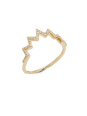 Ef Collection 14k Yellow Gold & Diamond Electric Zig-zag Ring