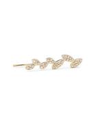 Ef Collection White Diamond & 14k Yellow Gold Leaf Ear Cuffs