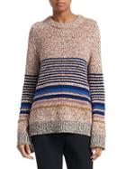 Chlo Stripe Metallic Long-sleeve Knit Sweater