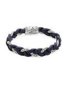 John Hardy Braided Leather And Silver Bracelet