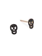 Casa Reale Skull Diamonds And 14k Rose Gold Stud Earrings