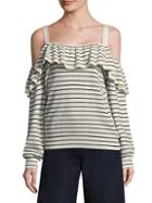 Joie Delbin Striped Cold-shoulder Sweater