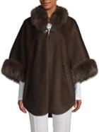 Wolfie Furs Made For Generation Fox Fur-trimmed Wool & Cashmere-blend Cape