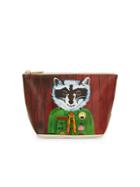 Frances Valentine Small Teddy Raccoon Canvas Cosmetic Bag