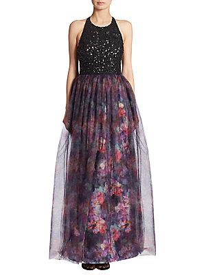 Parker Janet Sequined Silk Gown