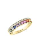 Effy 14k Yellow Gold Multi-color Sapphire & Diamond Ring