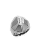 Michael Aram Rock Sterling Silver & Diamond Thick Geometric Ring