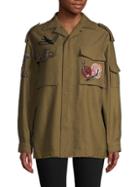 Valentino Embellished Patch Military Jacket
