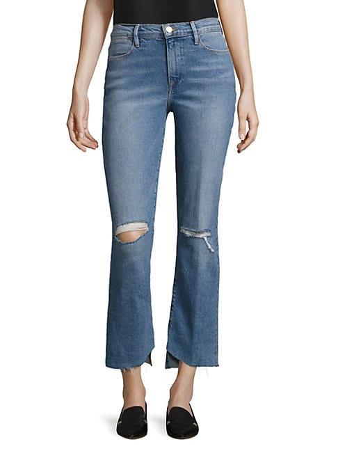 Frame Le Distressed Asymmetric Hem Jeans