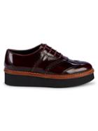 Tod's Patent Leather Platform Wedge Oxford Loafers