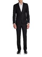 Saks Fifth Avenue Red Trim-fit Tonal Pinstriped Wool Suit