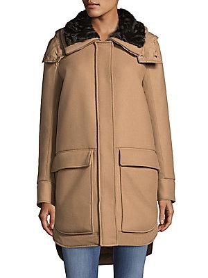 Moncler Hooded Fur Coat