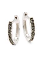 Saks Fifth Avenue 14k White Gold & Black Diamond Hoop Earrings