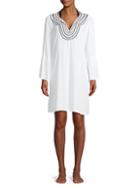 Tommy Bahama Embroidered Long Bell-sleeve Coverup