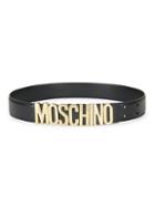 Moschino Goldtone Logo Leather Belt