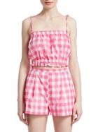 Mds Stripes Gingham Cropped Cotton Cami