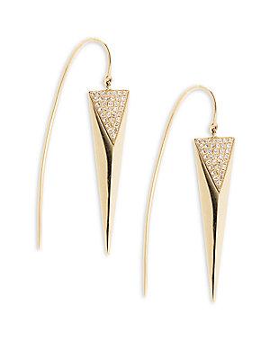 Ef Collection 14k Yellow Gold & Diamond Spike Drop Earrings