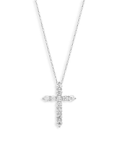 Effy 18k White Gold & 0.94 Tcw Diamond Cross Pendant Necklace