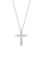 Effy 18k White Gold & 0.94 Tcw Diamond Cross Pendant Necklace
