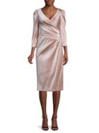 Theia Sparkle Puff-sleeve Wrap Dress