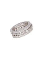 Sterling Forever 3-row Crystal And Sterling Silver Band Ring