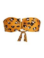 Red Carter Swim Leopard-print V-notch Bandeau Bikini Top