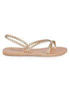 Ancient Greek Sandals Yianna Braided Leather Toe-loop Flat Sandals